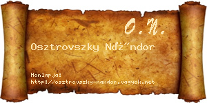 Osztrovszky Nándor névjegykártya